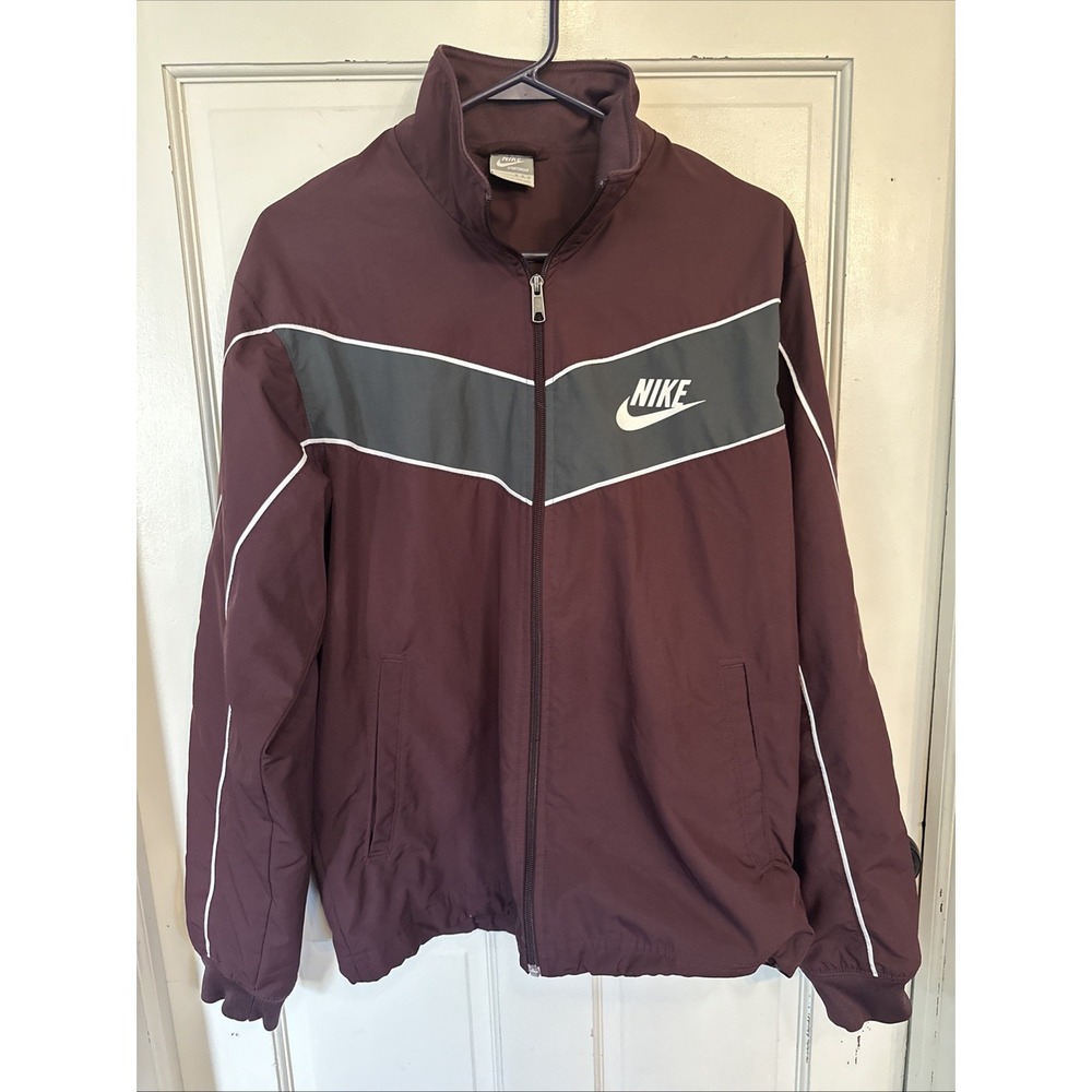 Nike Men's Windbreaker Track Jacket Gray & Maroon RN#56323 CA#05553 Sz Medium